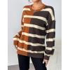 imageZeagoo Womens Striped Oversized Sweater 2024 Crew Neck Long Sleeve Knitted Color Block Casual Loose Pullover TopBrownblack Stripe