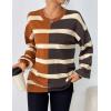 imageZeagoo Womens Striped Oversized Sweater 2024 Crew Neck Long Sleeve Knitted Color Block Casual Loose Pullover TopBrownblack Stripe