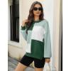 imageZeagoo Womens Striped Oversized Sweater 2024 Crew Neck Long Sleeve Knitted Color Block Casual Loose Pullover TopGreen Block