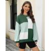 imageZeagoo Womens Striped Oversized Sweater 2024 Crew Neck Long Sleeve Knitted Color Block Casual Loose Pullover TopGreen Block