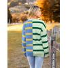 imageZeagoo Womens Striped Oversized Sweater 2024 Crew Neck Long Sleeve Knitted Color Block Casual Loose Pullover TopGreenblue Stripe