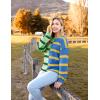imageZeagoo Womens Striped Oversized Sweater 2024 Crew Neck Long Sleeve Knitted Color Block Casual Loose Pullover TopGreenblue Stripe