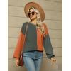 imageZeagoo Womens Striped Oversized Sweater 2024 Crew Neck Long Sleeve Knitted Color Block Casual Loose Pullover TopGreyorange