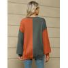 imageZeagoo Womens Striped Oversized Sweater 2024 Crew Neck Long Sleeve Knitted Color Block Casual Loose Pullover TopGreyorange
