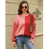 imageZeagoo Womens Striped Oversized Sweater 2024 Crew Neck Long Sleeve Knitted Color Block Casual Loose Pullover TopPeachred