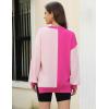 imageZeagoo Womens Striped Oversized Sweater 2024 Crew Neck Long Sleeve Knitted Color Block Casual Loose Pullover TopPink Block