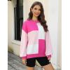 imageZeagoo Womens Striped Oversized Sweater 2024 Crew Neck Long Sleeve Knitted Color Block Casual Loose Pullover TopPink Block