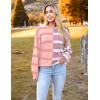 imageZeagoo Womens Striped Oversized Sweater 2024 Crew Neck Long Sleeve Knitted Color Block Casual Loose Pullover TopPinkpurple Stripe