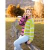 imageZeagoo Womens Striped Oversized Sweater 2024 Crew Neck Long Sleeve Knitted Color Block Casual Loose Pullover TopRose Redyellow Stripe