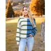 imageZeagoo Womens Striped Oversized Sweater 2024 Crew Neck Long Sleeve Knitted Color Block Casual Loose Pullover TopWhiteblue Stripe