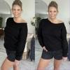 imageZeagoo Womens Sweaters Cute Long Sleeve Off The Shoulder Pullover Tops Hollow Out Crochet Dressy Casual OutfitsAblack