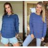 imageZeagoo Womens Sweaters Cute Long Sleeve Off The Shoulder Pullover Tops Hollow Out Crochet Dressy Casual OutfitsAblue