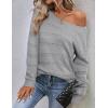 imageZeagoo Womens Sweaters Cute Long Sleeve Off The Shoulder Pullover Tops Hollow Out Crochet Dressy Casual OutfitsAgray