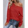 imageZeagoo Womens Sweaters Cute Long Sleeve Off The Shoulder Pullover Tops Hollow Out Crochet Dressy Casual OutfitsAred