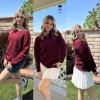 imageZeagoo Womens Sweaters Cute Long Sleeve Off The Shoulder Pullover Tops Hollow Out Crochet Dressy Casual OutfitsAwine Red