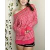 imageZeagoo Womens Sweaters Cute Long Sleeve Off The Shoulder Pullover Tops Hollow Out Crochet Dressy Casual OutfitsHot Pink Stripe