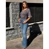 imageZeagoo Womens Tops Casual V Neck Shirts Floral Solid Blouse Ruffle Tunics 34 Sleeve Tshirt SXXLBlack Floral