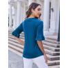 imageZeagoo Womens Tops Casual V Neck Shirts Floral Solid Blouse Ruffle Tunics 34 Sleeve Tshirt SXXLBlue