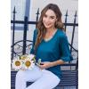imageZeagoo Womens Tops Casual V Neck Shirts Floral Solid Blouse Ruffle Tunics 34 Sleeve Tshirt SXXLBlue
