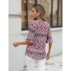 imageZeagoo Womens Tops Casual V Neck Shirts Floral Solid Blouse Ruffle Tunics 34 Sleeve Tshirt SXXLBoho Printing