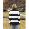 imageZeagoo Womens Turtleneck Sweater 2024 Fall Winter Chunky Knitted Pullover High Low Hem Trendy Basic Jumper TopBlack Stripe