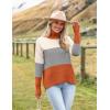 imageZeagoo Womens Turtleneck Sweater 2024 Fall Winter Chunky Knitted Pullover High Low Hem Trendy Basic Jumper TopColorblock Orange