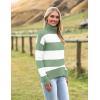 imageZeagoo Womens Turtleneck Sweater 2024 Fall Winter Chunky Knitted Pullover High Low Hem Trendy Basic Jumper TopGreen Stripe