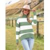 imageZeagoo Womens Turtleneck Sweater 2024 Fall Winter Chunky Knitted Pullover High Low Hem Trendy Basic Jumper TopGreen Stripe