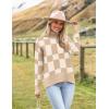 imageZeagoo Womens Turtleneck Sweater 2024 Fall Winter Chunky Knitted Pullover High Low Hem Trendy Basic Jumper TopKhakiplaid