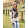 imageZeagoo Womens Turtleneck Sweater 2024 Fall Winter Chunky Knitted Pullover High Low Hem Trendy Basic Jumper TopStriped Beige