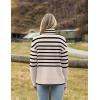 imageZeagoo Womens Turtleneck Sweater 2024 Fall Winter Chunky Knitted Pullover High Low Hem Trendy Basic Jumper TopStriped Beige