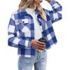 imageZeagoo Flannels for Women Cropped Shacket Jacket Fashion Plaid Button Down Shirt 2025 Fall Coat TopsZgw180