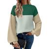 imageZeagoo Sweaters for Women 2025 Fashion Trendy Long Sleeve Turtleneck Pullover Lantern Knit Sweater TopsBlue Green