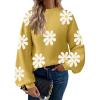 imageZeagoo Sweaters for Women 2025 Fashion Trendy Long Sleeve Turtleneck Pullover Lantern Knit Sweater TopsYellowflower