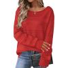 imageZeagoo Womens Sweaters Cute Long Sleeve Off The Shoulder Pullover Tops Hollow Out Crochet Dressy Casual OutfitsAred