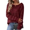 imageZeagoo Womens Sweaters Cute Long Sleeve Off The Shoulder Pullover Tops Hollow Out Crochet Dressy Casual OutfitsAwine Red