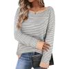imageZeagoo Womens Sweaters Cute Long Sleeve Off The Shoulder Pullover Tops Hollow Out Crochet Dressy Casual OutfitsGray Stripe