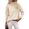 imageZeagoo Womens Turtleneck Sweater 2024 Fall Winter Chunky Knitted Pullover High Low Hem Trendy Basic Jumper TopBeige
