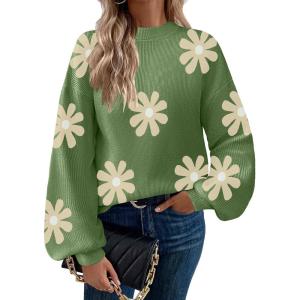 imageZeagoo Sweaters for Women 2025 Fashion Trendy Long Sleeve Turtleneck Pullover Lantern Knit Sweater TopsGreenflower