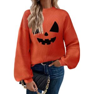 imageZeagoo Sweaters for Women 2025 Fashion Trendy Long Sleeve Turtleneck Pullover Lantern Knit Sweater TopsOrange