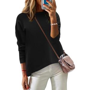 imageZeagoo Sweaters for Women Fall Outfits Trendy 2024 Long Sleeve Crew Neck Knit Pullover Sweater TopsBsolid Black Long Sleeve