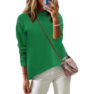 imageZeagoo Sweaters for Women Fall Outfits Trendy 2024 Long Sleeve Crew Neck Knit Pullover Sweater TopsBsolid Green Long Sleeve