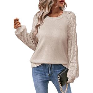 imageZeagoo Womens Sweaters 2024 Long Sleeve Crew Neck Lightweight Pullover Knitted Fall Fashion TopsApricot