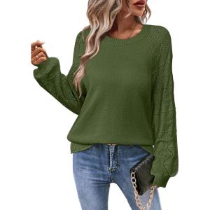 imageZeagoo Womens Sweaters 2024 Long Sleeve Crew Neck Lightweight Pullover Knitted Fall Fashion TopsArmy Green