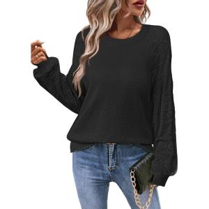 imageZeagoo Womens Sweaters 2024 Long Sleeve Crew Neck Lightweight Pullover Knitted Fall Fashion TopsBlack