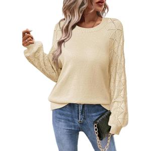 imageZeagoo Womens Sweaters 2024 Long Sleeve Crew Neck Lightweight Pullover Knitted Fall Fashion TopsLight Khaki