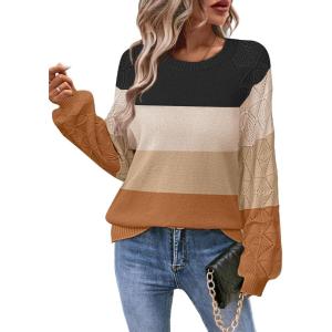 imageZeagoo Womens Sweaters 2024 Long Sleeve Crew Neck Lightweight Pullover Knitted Fall Fashion TopsZ1 Brown