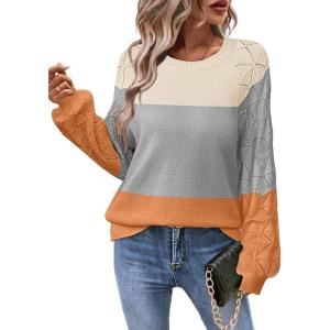 imageZeagoo Womens Sweaters 2024 Long Sleeve Crew Neck Lightweight Pullover Knitted Fall Fashion TopsZ1 Caramel