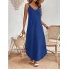 imageZeagoo Womens Casual Sundress Summer Maxi Sleeveless V Neck Split Boho Beach Dress Travel Vacation Dress with PocketsNavy Blue