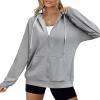 imageZeagoo Womens Lightweight Hoodies Full Zip Up Oversized Sweatshirts with Pockets Long Sleeve Thin Casual Hooded JacketsLight Grey